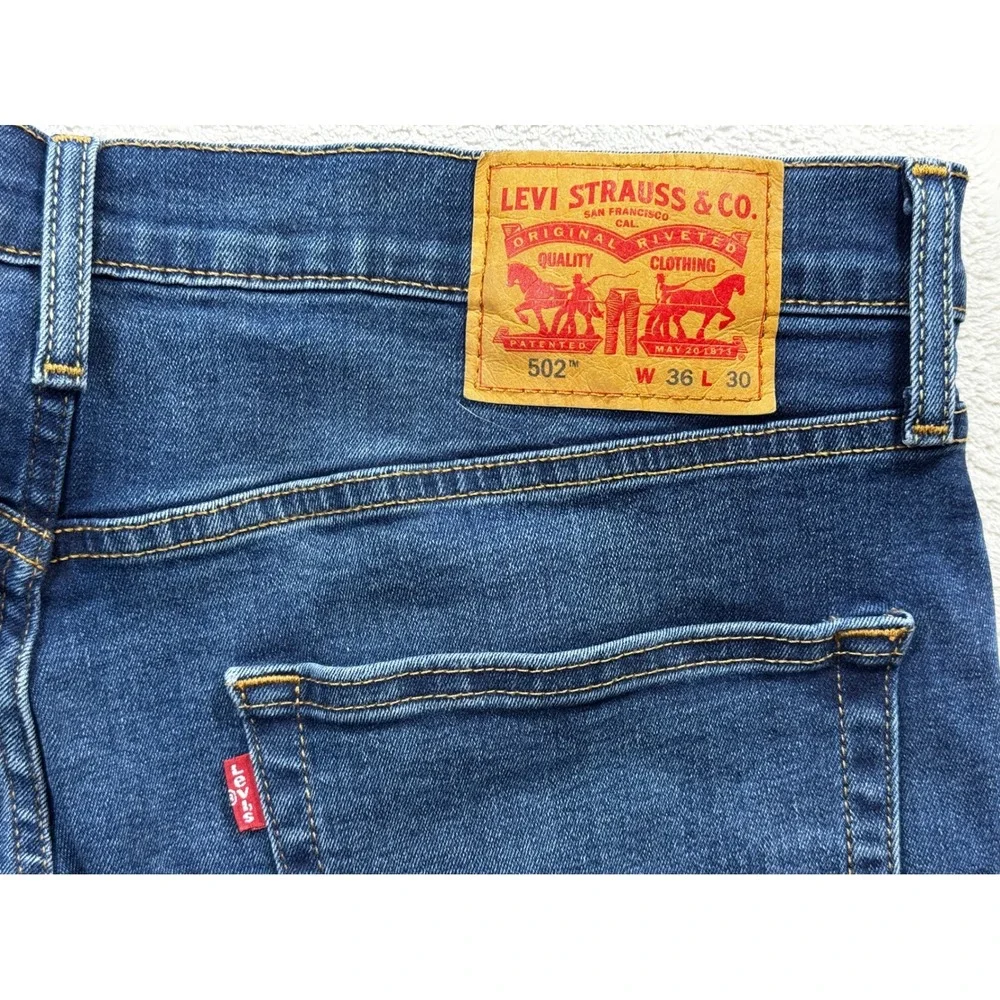 Levi's Mens 502 Regular Taper Stretch Blue Jeans W36 L30 Meas: 34x28